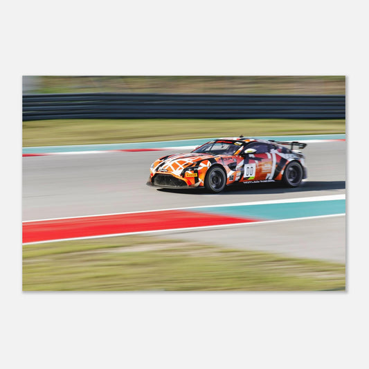Close-up detail of Aston Martin Vantage GT3 racing print on premium paper
